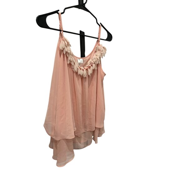 Lauren Conrad Peach Layered Chiffon Cropped Tank Top Floral Y2K Romantic SZ XL - Picture 3 of 9